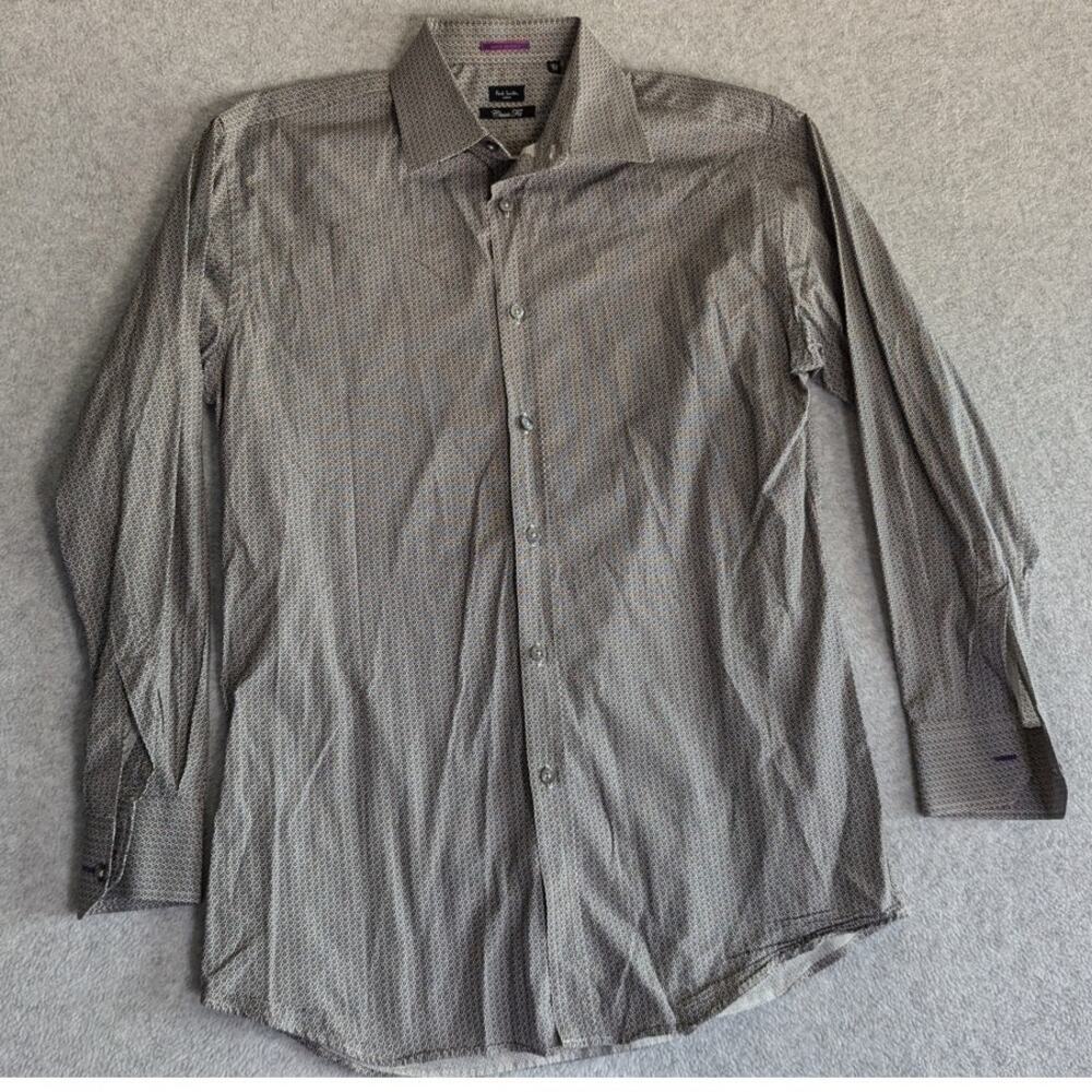 PAUL SMITH Men Dress Shirt Size 39 Classic Fit Geometric Button Up Preppy Italy